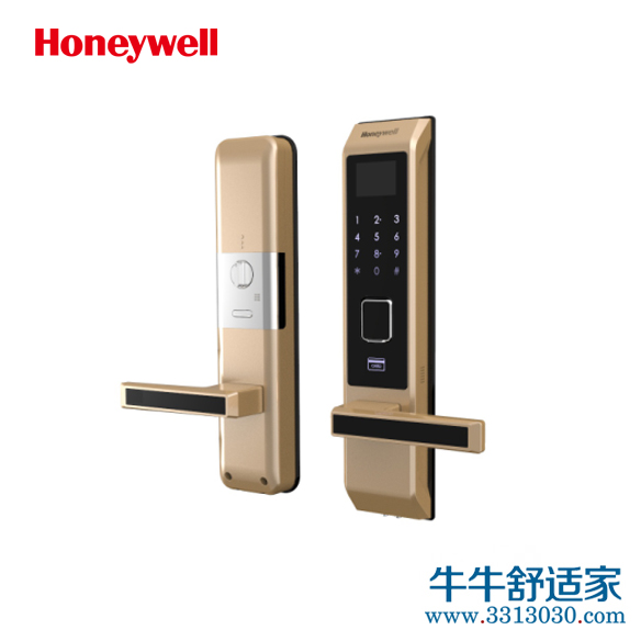 霍尼韦尔 HKL-6000系列指纹门锁，金色外观，非联网。支持密码/指纹/刷卡/...