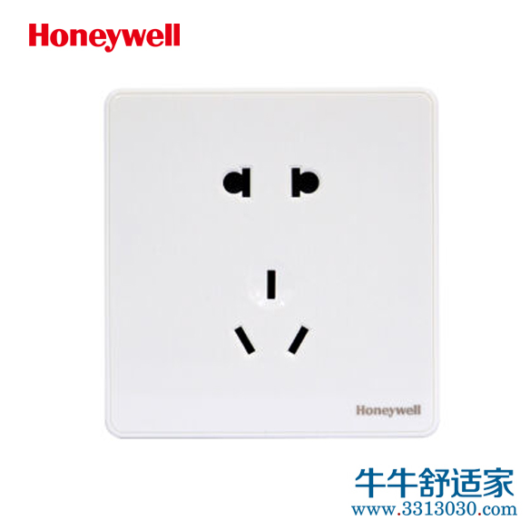 霍尼韦尔开关插座面板优雅系列白色五孔10A插座86型二三孔墙壁电源插座