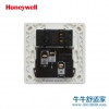 霍尼韦尔开关插座面板典雅系列白五孔一开插座86型墙壁LED灯电源插座