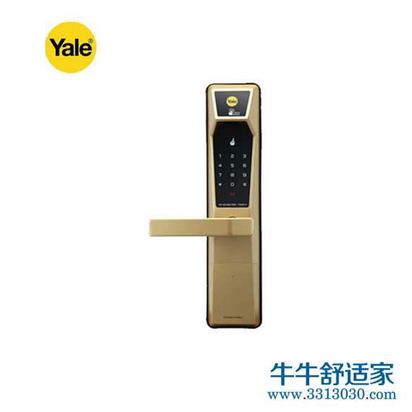 耶鲁智能门锁 YDM4111金色外观 支持指纹/触屏式密码/机械钥匙/遥控（可选...
